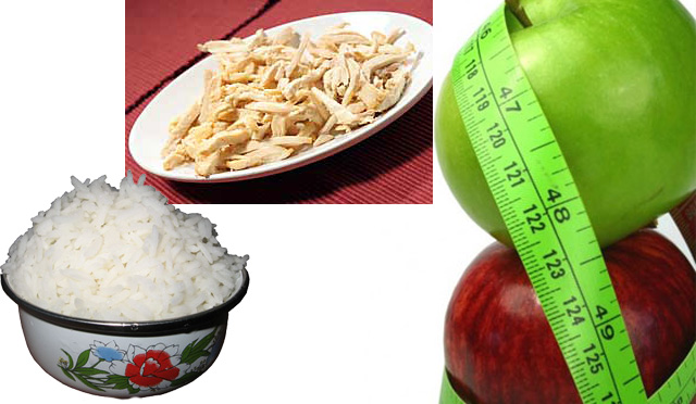 Dieta del pollo, arroz y manzana